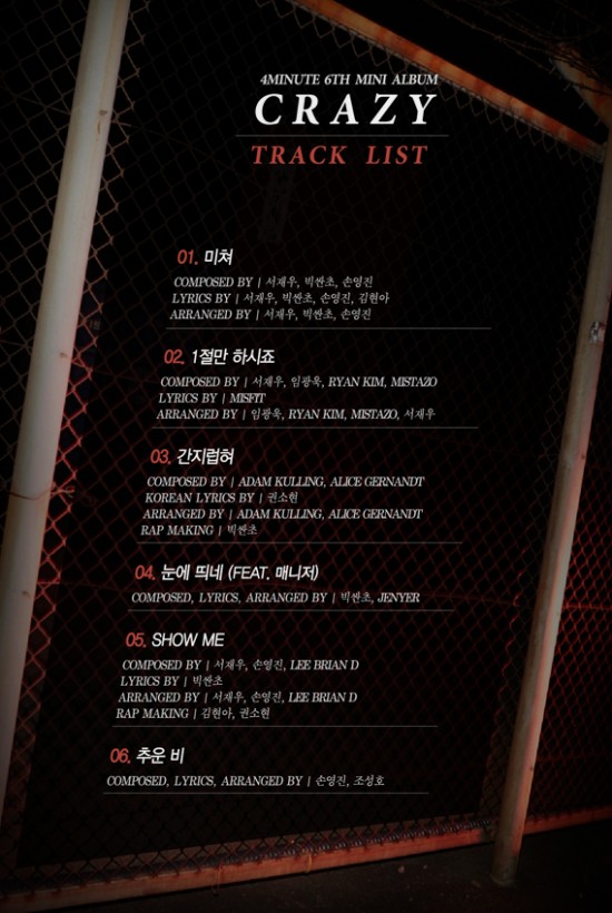 4minute tracklist